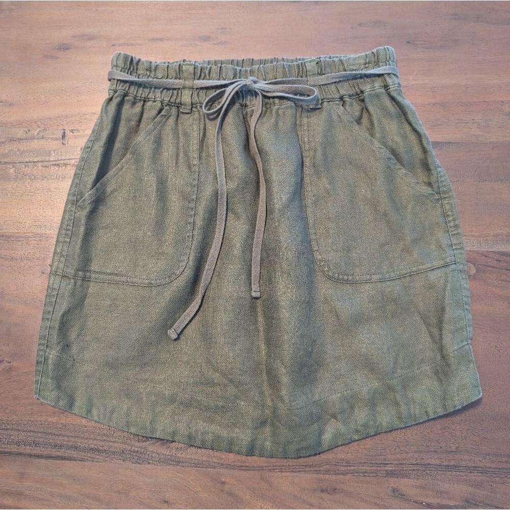 Loft Linen Utility Skirt, Olive , Size XXS